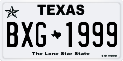 TX license plate BXG1999
