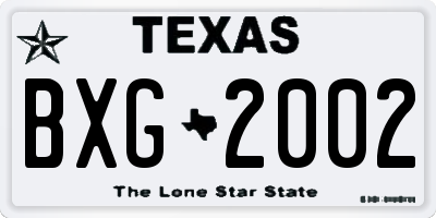 TX license plate BXG2002