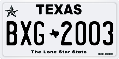 TX license plate BXG2003