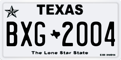 TX license plate BXG2004