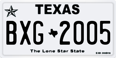 TX license plate BXG2005