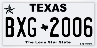 TX license plate BXG2006