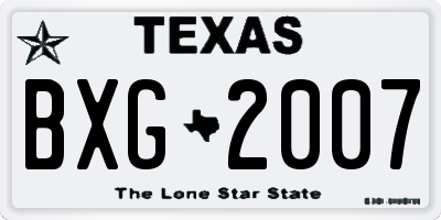 TX license plate BXG2007