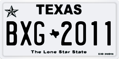 TX license plate BXG2011