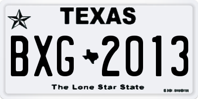TX license plate BXG2013