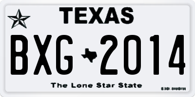 TX license plate BXG2014
