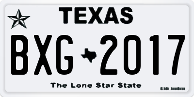 TX license plate BXG2017
