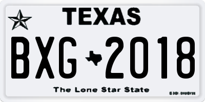 TX license plate BXG2018