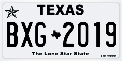 TX license plate BXG2019