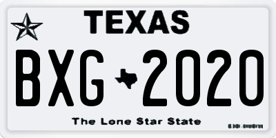 TX license plate BXG2020