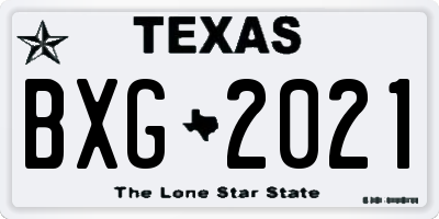 TX license plate BXG2021