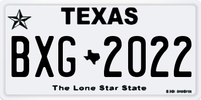 TX license plate BXG2022