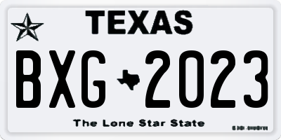 TX license plate BXG2023