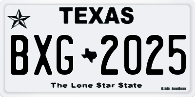 TX license plate BXG2025