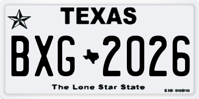 TX license plate BXG2026