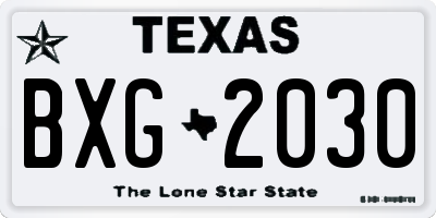 TX license plate BXG2030