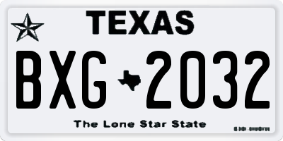 TX license plate BXG2032