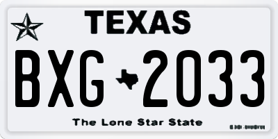 TX license plate BXG2033
