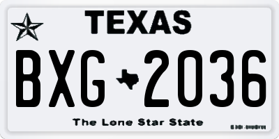TX license plate BXG2036
