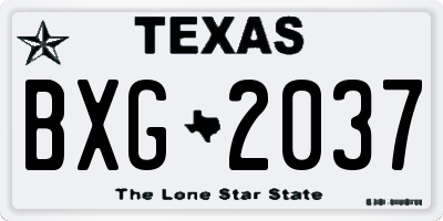 TX license plate BXG2037