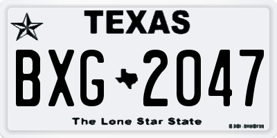 TX license plate BXG2047