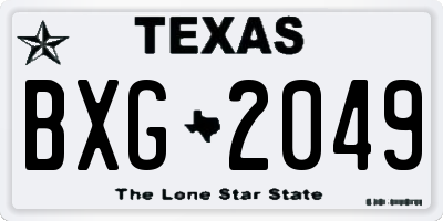 TX license plate BXG2049