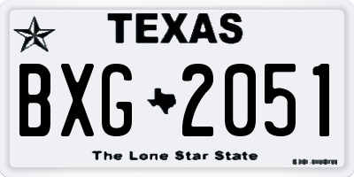 TX license plate BXG2051