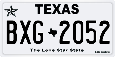 TX license plate BXG2052