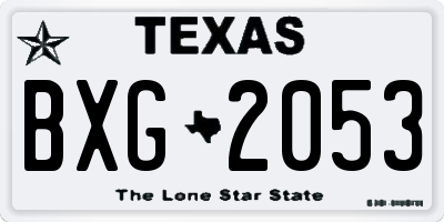 TX license plate BXG2053