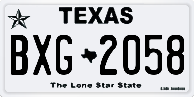 TX license plate BXG2058