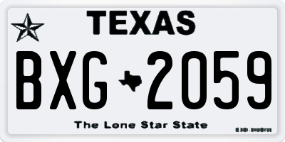 TX license plate BXG2059