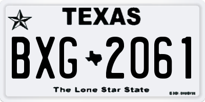 TX license plate BXG2061