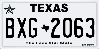 TX license plate BXG2063