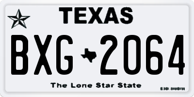 TX license plate BXG2064