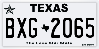 TX license plate BXG2065