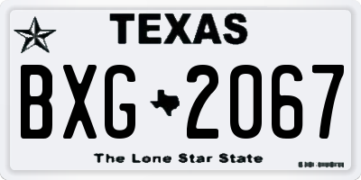 TX license plate BXG2067