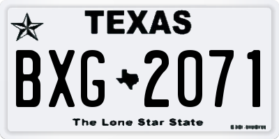 TX license plate BXG2071