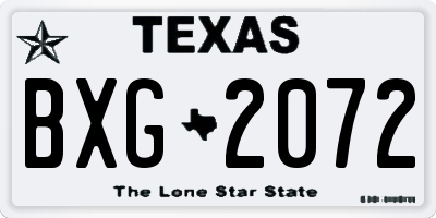 TX license plate BXG2072