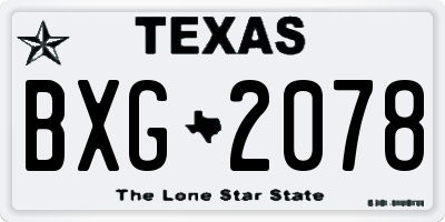 TX license plate BXG2078