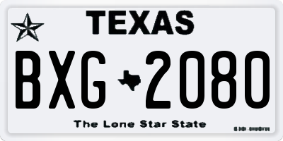TX license plate BXG2080