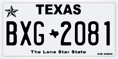 TX license plate BXG2081