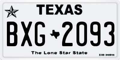 TX license plate BXG2093