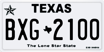 TX license plate BXG2100