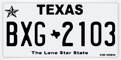 TX license plate BXG2103
