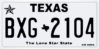 TX license plate BXG2104