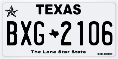 TX license plate BXG2106