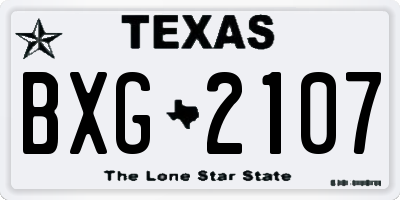 TX license plate BXG2107