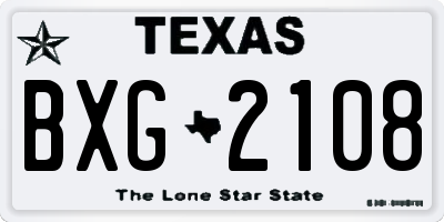 TX license plate BXG2108