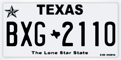 TX license plate BXG2110