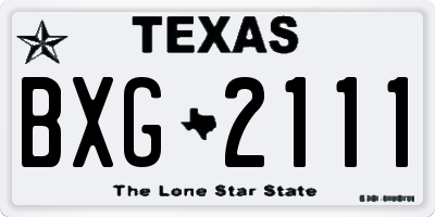 TX license plate BXG2111